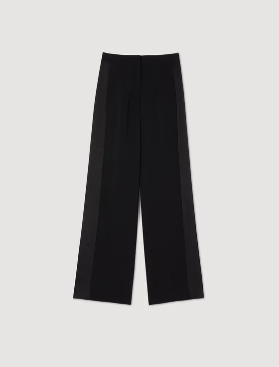 Quần dài satin ống rộng 36 Đen