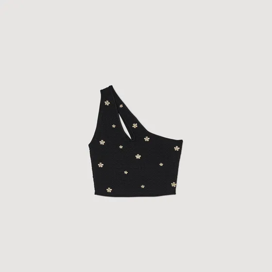 Áo crop top bất đối xứng 310 Đen