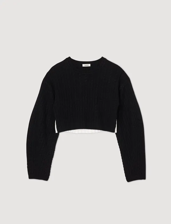 Áo len cashmere dáng crop 310 Đen