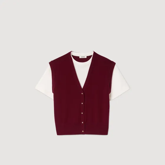 Áo len cashmere hai màu 2 Đỏ