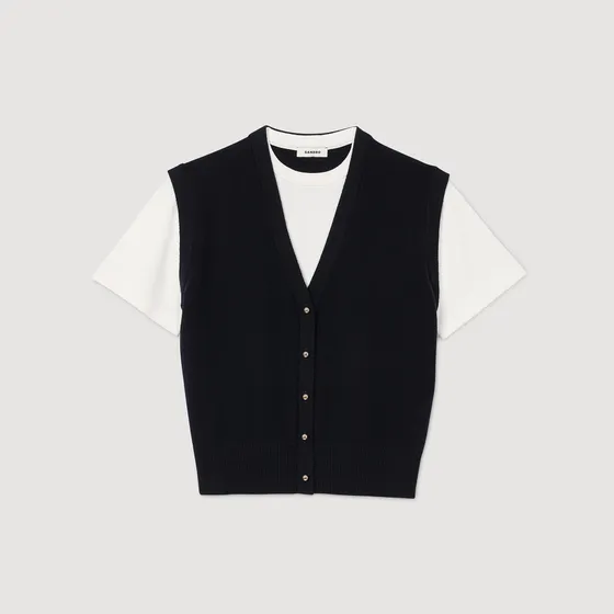 Áo len cashmere hai màu 310 Xanh navy