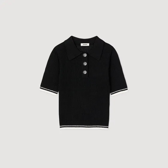 Áo len ngắn tay cổ polo 310 Đen