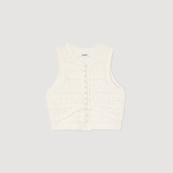 Áo len crochet 1 Trắng Ecru