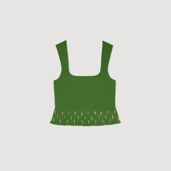 Áo dệt kim đính charm 2 Xanh lá