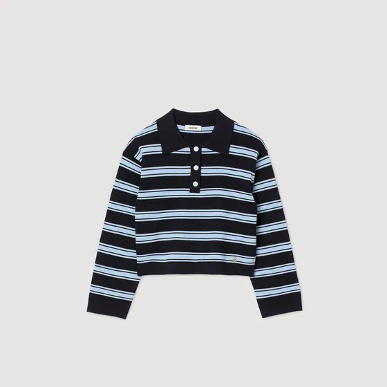 Áo len polo sọc 1 Xanh Navy