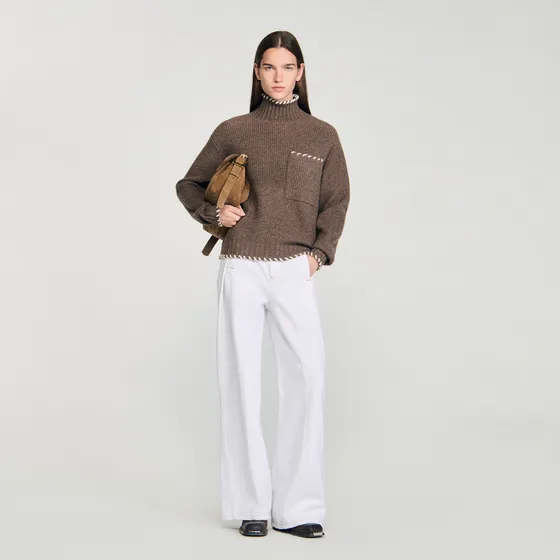 Áo len cổ lọ oversize 1 Nâu