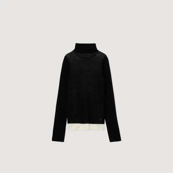 Áo len cổ lọ layer 1 Đen