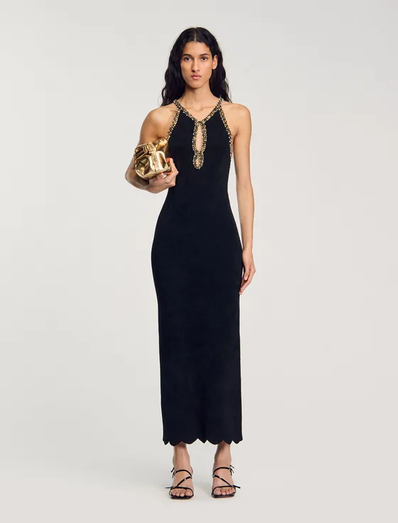 Đầm maxi đính đá 34 Đen