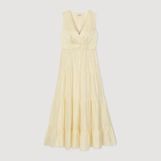 Đầm maxi vải linen 36 Vàng