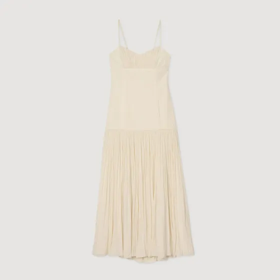 Đầm maxi xếp ly 36 Trắng Ecru