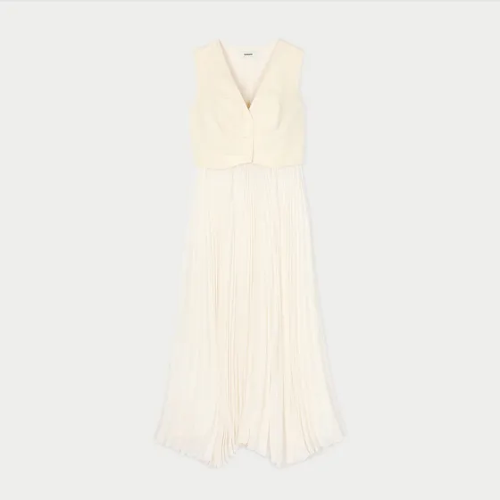 Đầm maxi xếp ly 38 Trắng Ecru