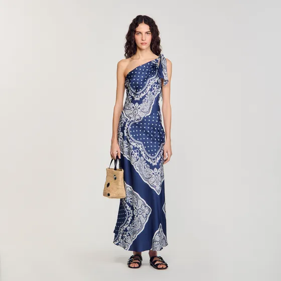 Đầm maxi họa tiết bandana 38 Xanh dương