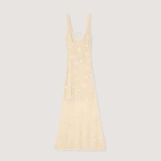 Đầm maxi dệt kim 36 Trắng Ecru