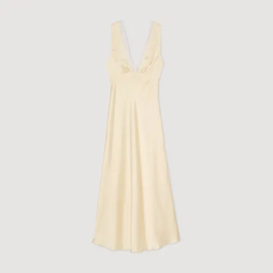 Đầm maxi hiệu ứng satin 36 Vàng
