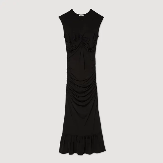 Đầm maxi xếp nếp 36 Đen
