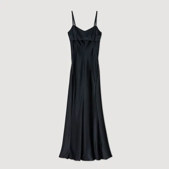 Đầm maxi hiệu ứng satin 38 Xanh đen