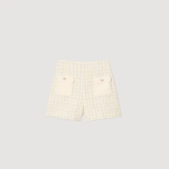Quần short vải tweed 38 Trắng Ecru