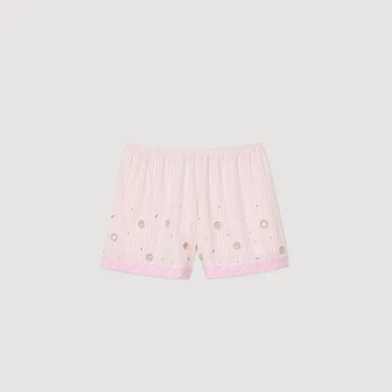 Quần short đính đá kẻ sọc 36 Hồng