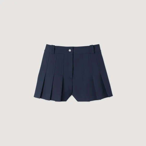 Quần short cạp cao xếp ly 38 Xanh đen