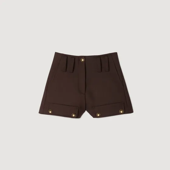 Quần short phối khuy 38 Nâu
