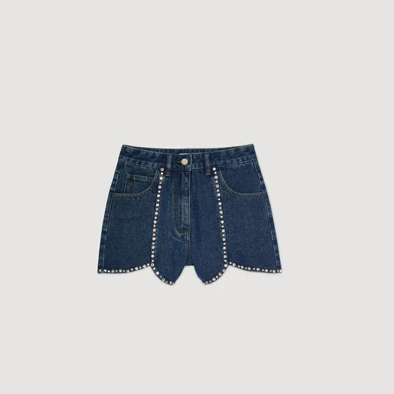 Quần short denim đính đá 38 Xanh denim