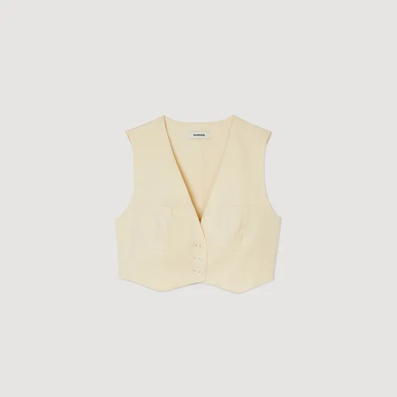 Áo vest linen 1 Trắng Ecru