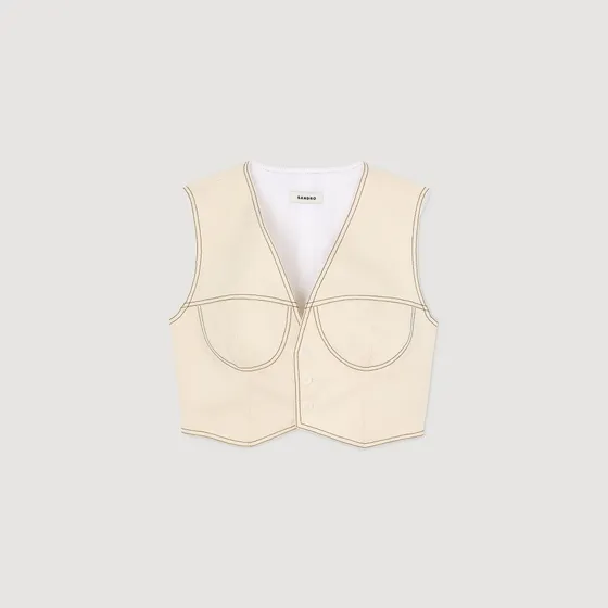 Áo khoác denim dáng crop 2 Nâu