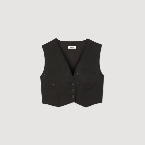 Áo khoác vest đính sequin 310 Đen