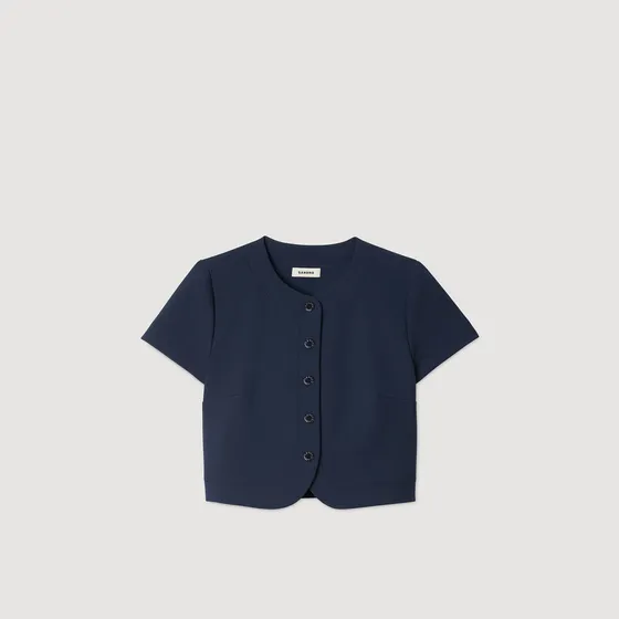 Áo crop top cài nút 2 Xanh navy
