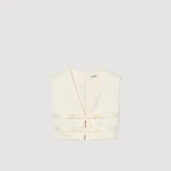 Áo croptop satin 1 Trắng ngà
