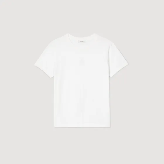 Áo thun cotton thêu hình 1 Trắng
