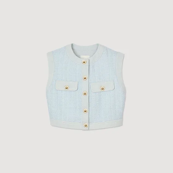 Áo khoác vải tweed trang trí 38 Xanh da trời