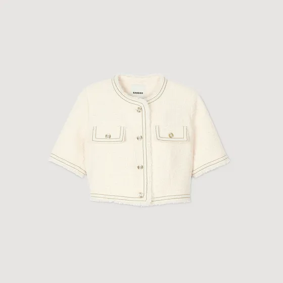 Áo tweed dáng crop ngắn tay 38 Hồng