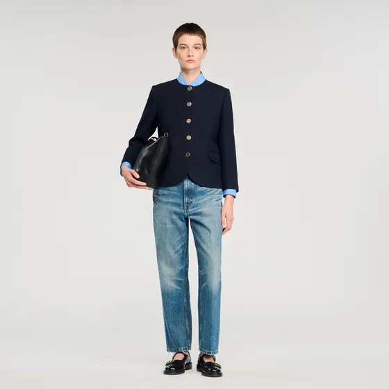 Áo khoác cổ tròn 36 Xanh Navy