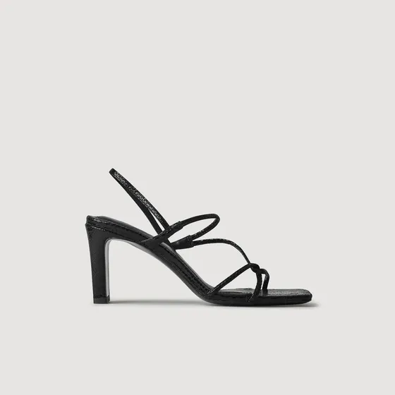 Sandal cao gót quai mảnh 36 Đen
