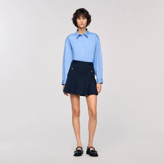 Chân váy ngắn kẻ sọc xếp ly 36 Xanh Navy
