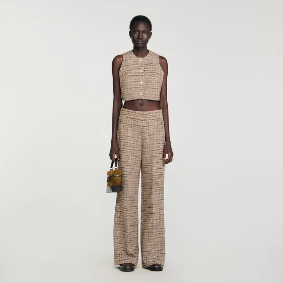 Áo gilet tweed 1 Nâu