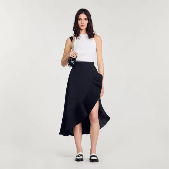Chân váy midi xẻ 36 Đen