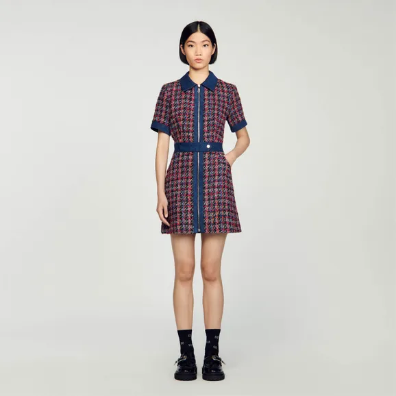 Đầm tweed ngắn 33 Hồng