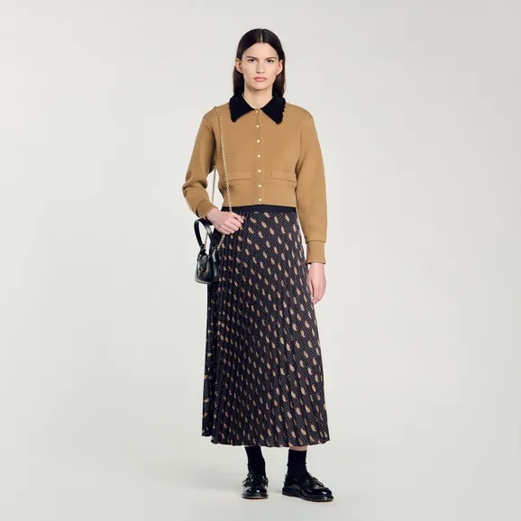 Chân váy dài họa tiết paisley 38 Đen