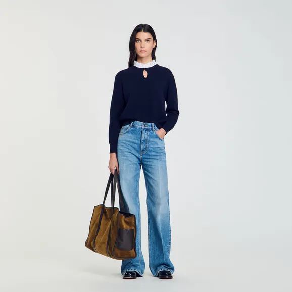 Áo len cashmere cổ bèo 2 Xanh đen
