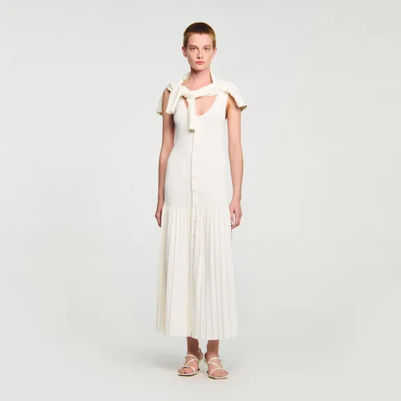 Đầm maxi dệt kim 36 Trắng Ecru