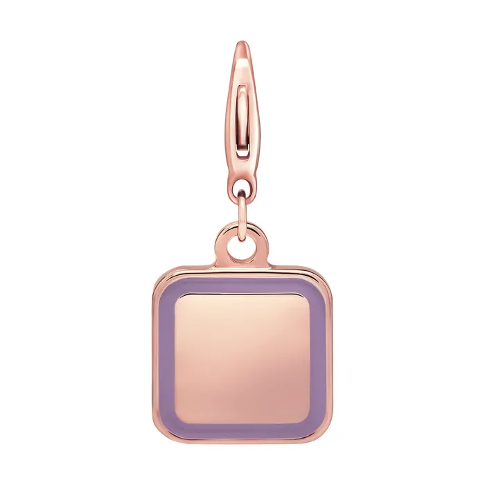 Charm vuông Aura mạ vàng hồng