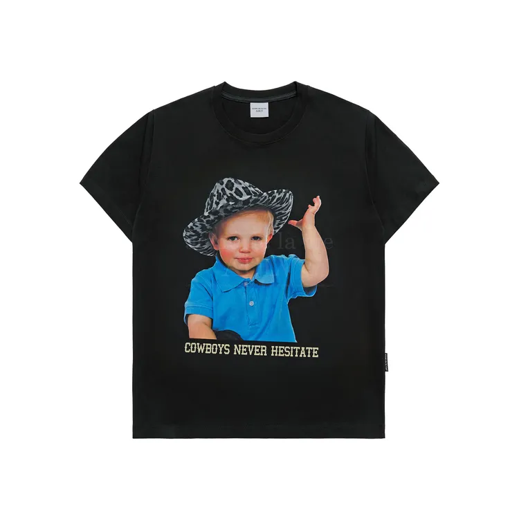 Áo Thun ADLV Baby Face Cowboy Lettering Đen