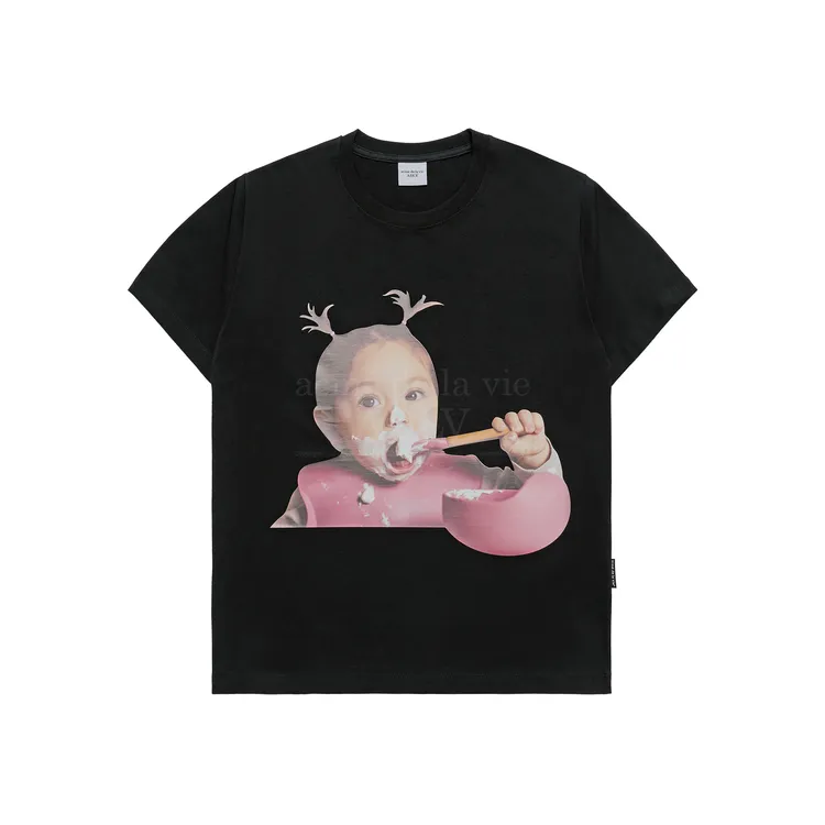 Áo Thun ADLV Baby Face Brushing Teeth Girl Đen