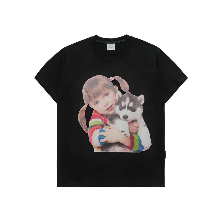 Áo Thun ADLV Baby Face Dog Hug Girl Đen
