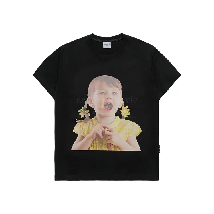 Áo Thun ADLV Baby Face Flower Earrings Girl Đen