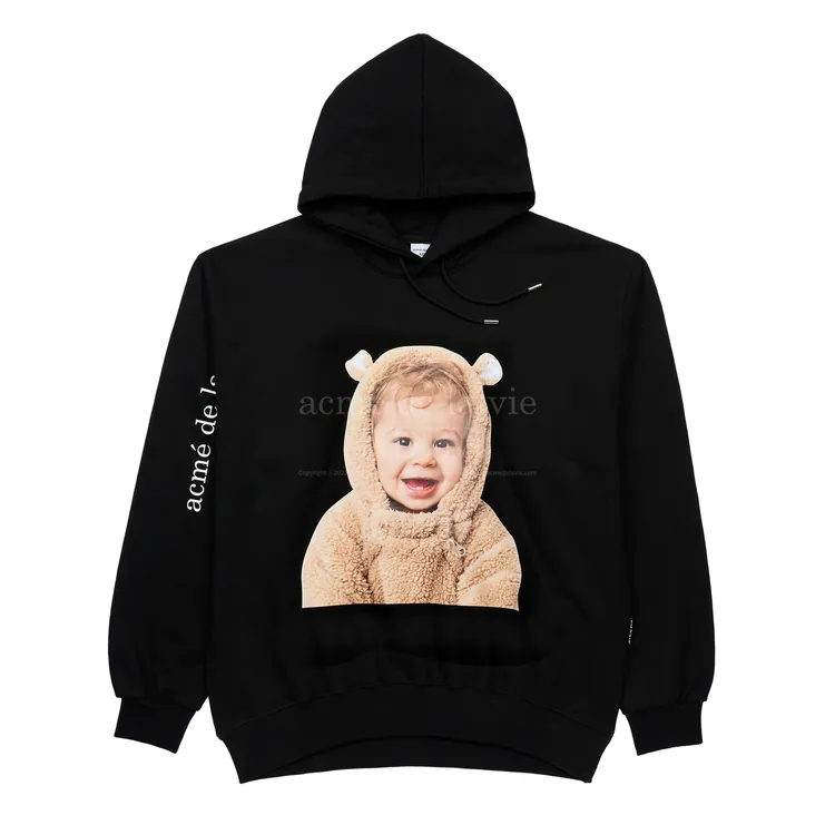Áo Hoodie Baby Face Bear Doll Đen