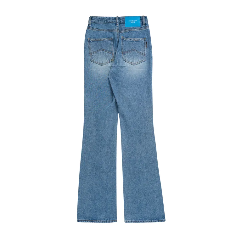 Quần Denim Ống Loe Asymmetry Xanh Dương