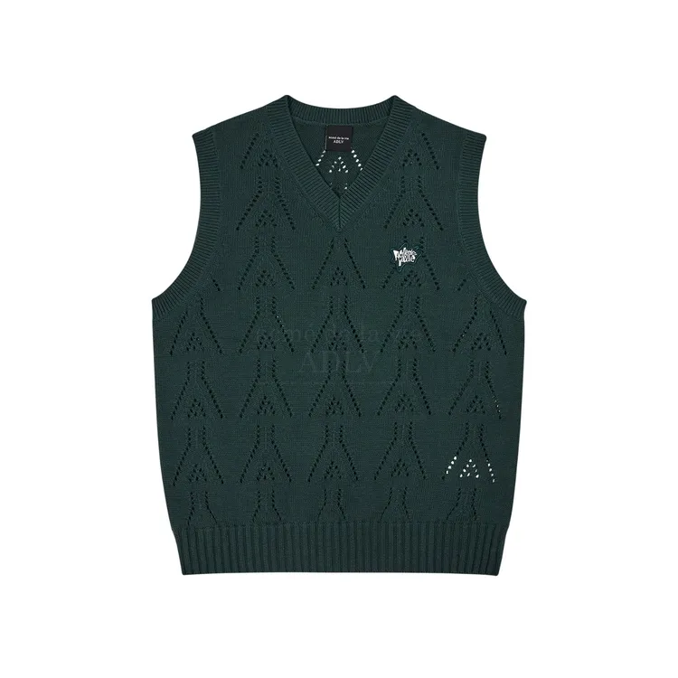 Áo Vest Len A Logo Punching Xanh Lá